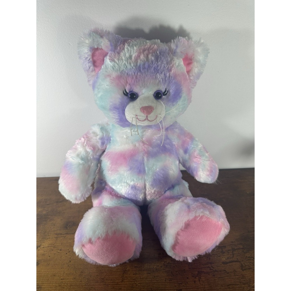 Build A Bear Workshop Plush‎ Pastel Swirl Tie Dye Kitty Cat Pink Purple Teal 16"